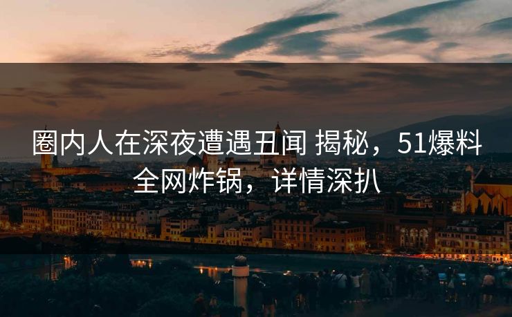 圈内人在深夜遭遇丑闻 揭秘，51爆料全网炸锅，详情深扒
