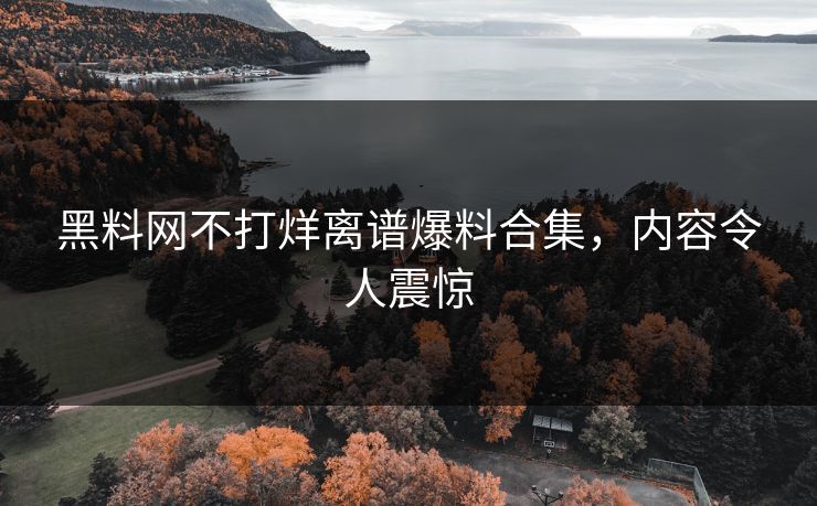 黑料网不打烊离谱爆料合集，内容令人震惊