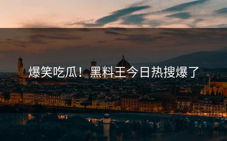 爆笑吃瓜！黑料王今日热搜爆了