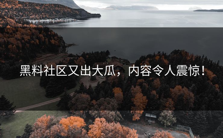 黑料社区又出大瓜，内容令人震惊！