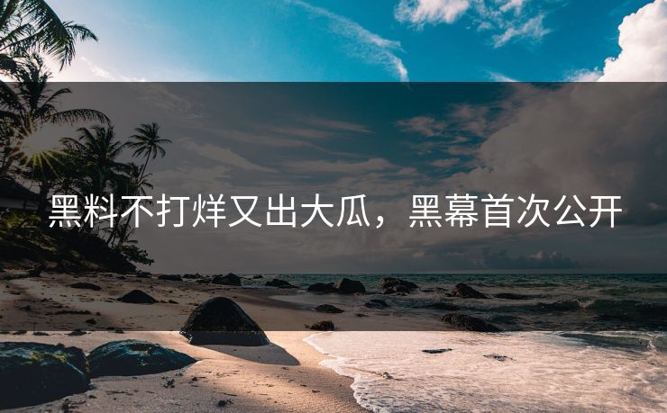 黑料不打烊又出大瓜，黑幕首次公开