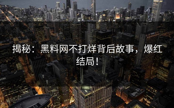 揭秘：黑料网不打烊背后故事，爆红结局！