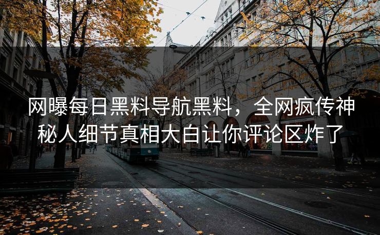网曝每日黑料导航黑料，全网疯传神秘人细节真相大白让你评论区炸了