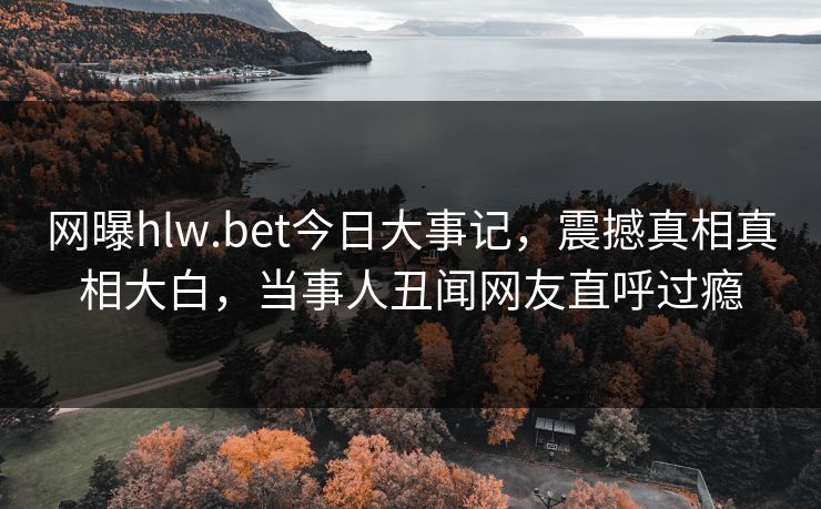 网曝hlw.bet今日大事记，震撼真相真相大白，当事人丑闻网友直呼过瘾