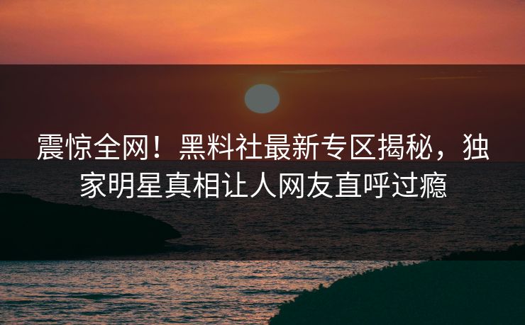 震惊全网！黑料社最新专区揭秘，独家明星真相让人网友直呼过瘾