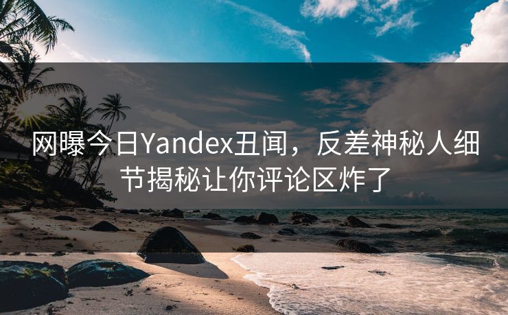 网曝今日Yandex丑闻，反差神秘人细节揭秘让你评论区炸了