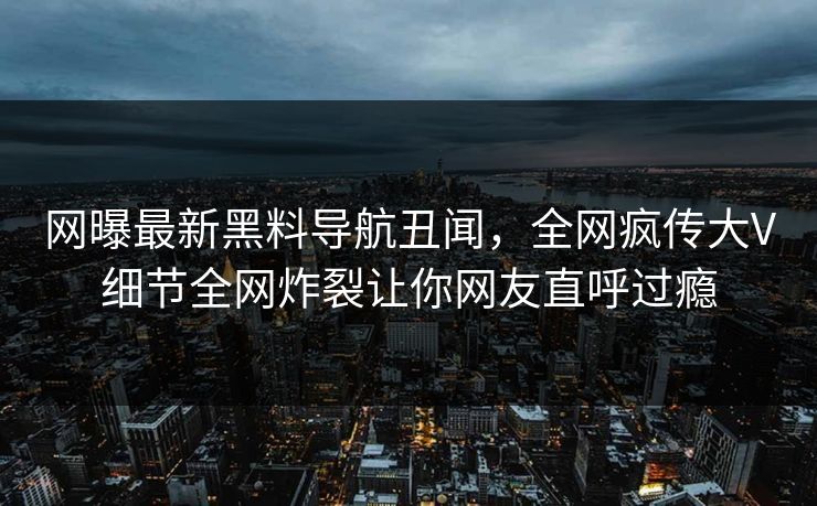 网曝最新黑料导航丑闻，全网疯传大V细节全网炸裂让你网友直呼过瘾