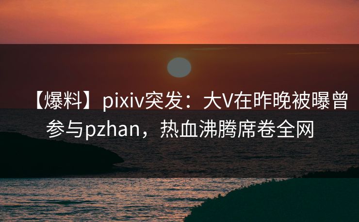 【爆料】pixiv突发：大V在昨晚被曝曾参与pzhan，热血沸腾席卷全网