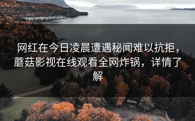网红在今日凌晨遭遇秘闻难以抗拒，蘑菇影视在线观看全网炸锅，详情了解
