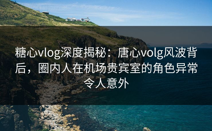 糖心vlog深度揭秘：唐心volg风波背后，圈内人在机场贵宾室的角色异常令人意外